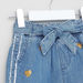 Juniors Sequin Detail Denim Shorts with Tie Ups-Shorts-thumbnail-1