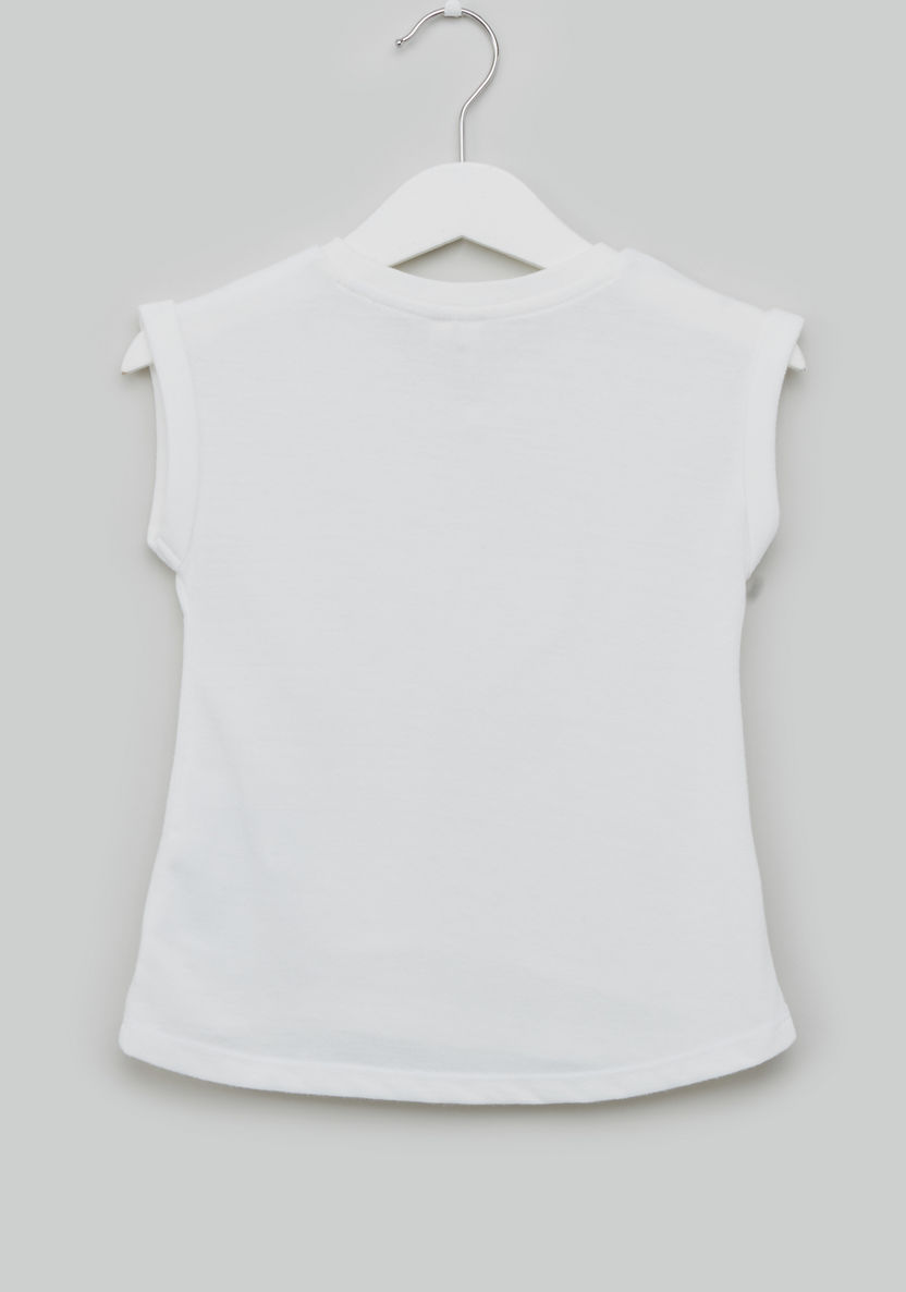 Juniors Bird Print T-shirt with Applique Detail-T Shirts-image-2