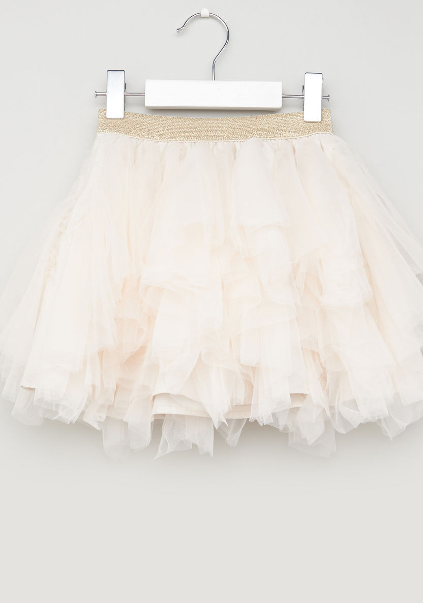 Juniors Mesh Skirt with Frill Detail and Elasticised Waistband-Skirts-image-0