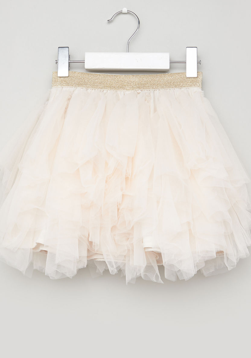 Juniors Mesh Skirt with Frill Detail and Elasticised Waistband-Skirts-image-2