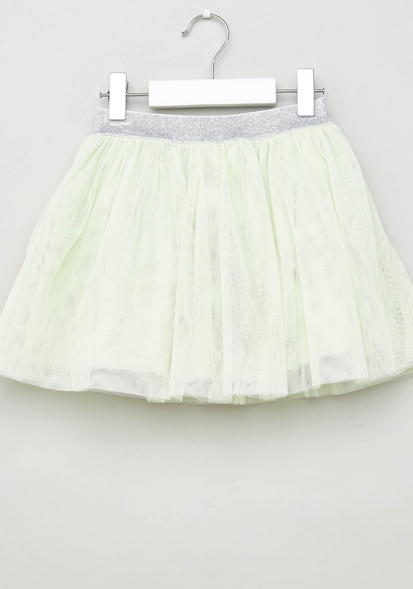 Juniors Textured Mini Skirt with Elasticised Waistband-Skirts-image-0