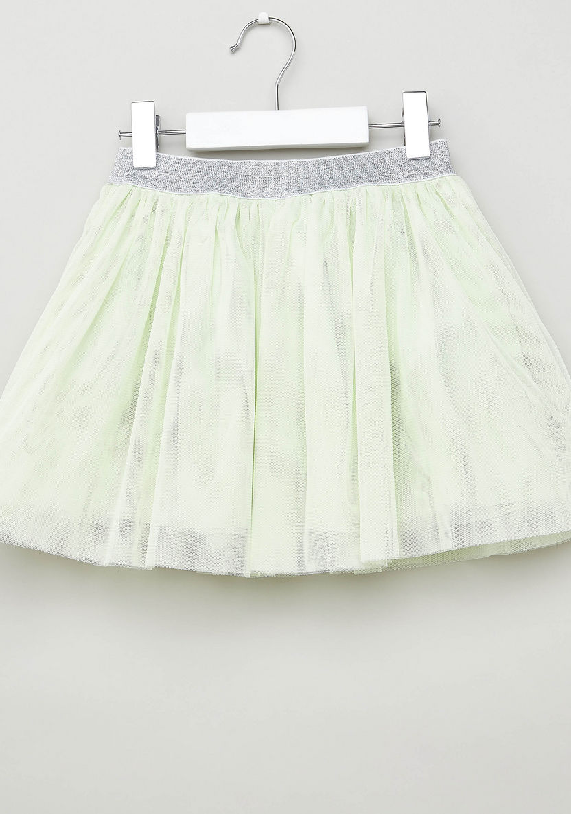 Juniors Textured Mini Skirt with Elasticised Waistband-Skirts-image-2
