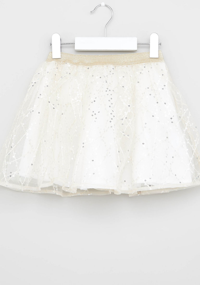 Juniors Embellished Skirt with Elasticised Waistband-Skirts-image-0
