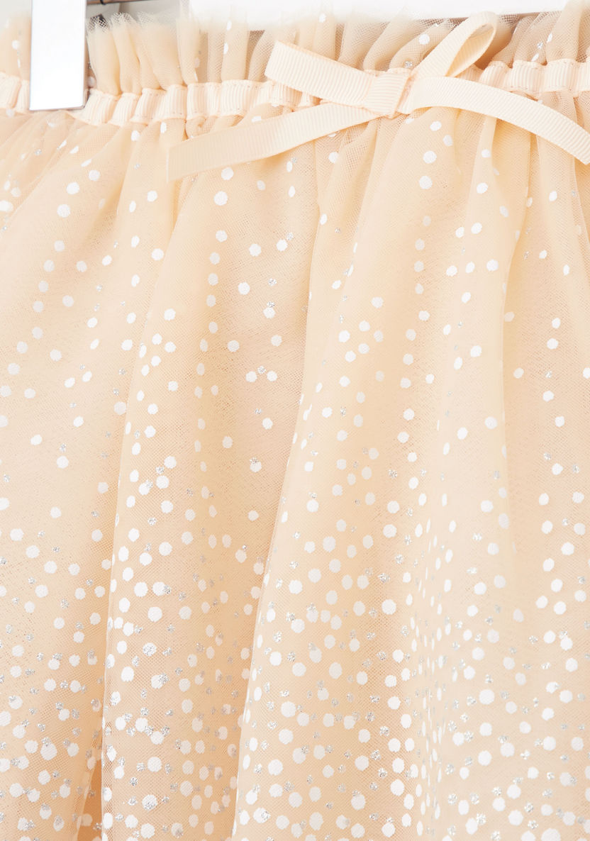Juniors Polka Dots Print Skirt with Bow Applique-Skirts-image-1