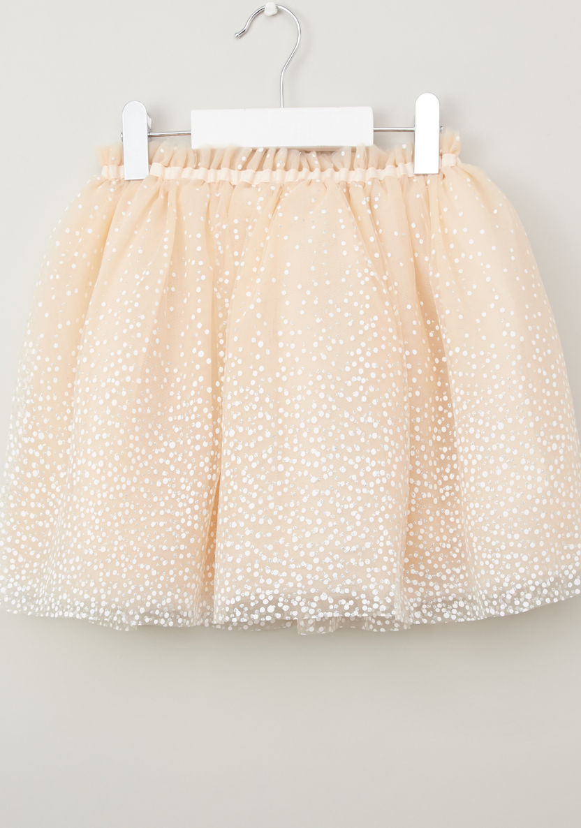 Juniors Polka Dots Print Skirt with Bow Applique-Skirts-image-2