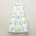 Juniors Printed Sleeveless Dress with Flower Applique Detail-Dresses%2C Gowns and Frocks-thumbnail-0