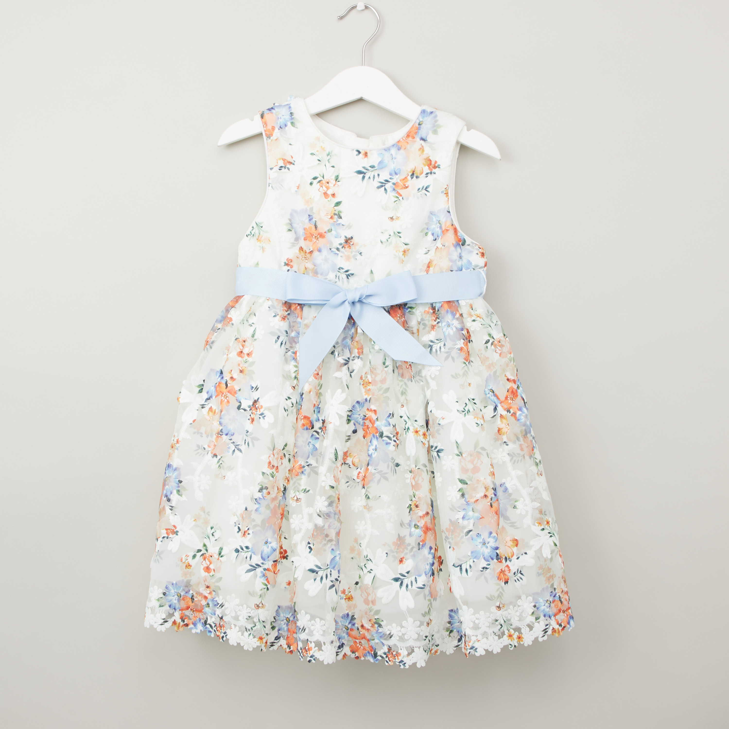 فستان بدون أكمام بياقة مستديرة وطبعات من جونيورز-girls-clothing-dressesandjumpsuits-image-1