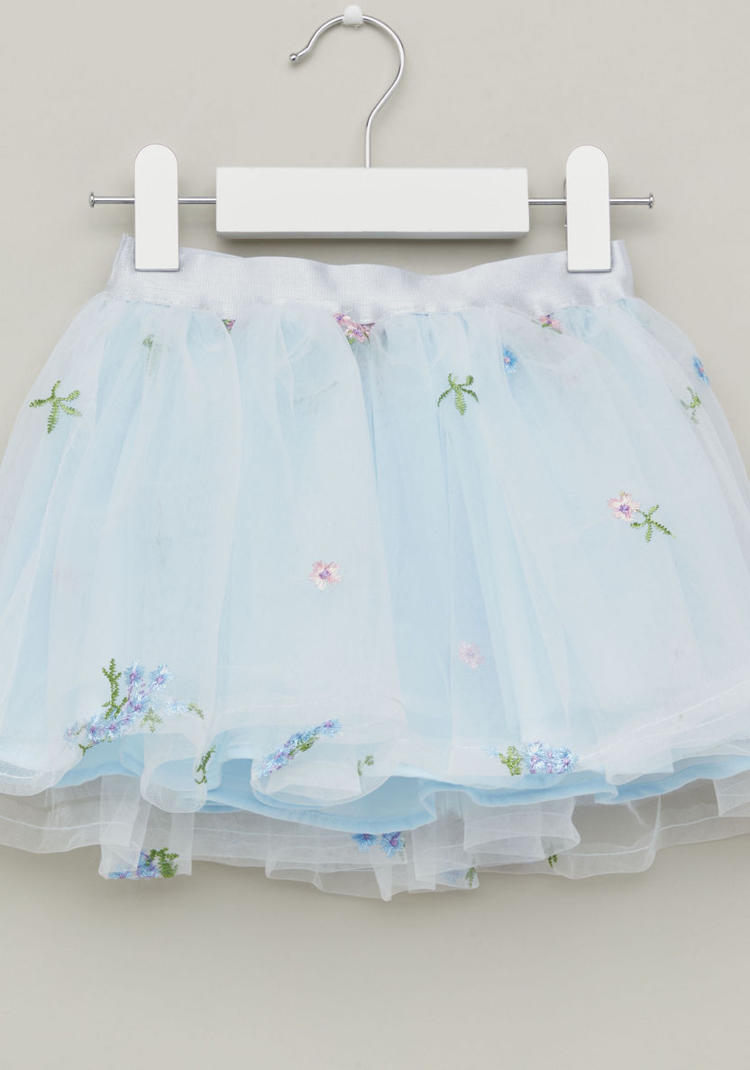 Juniors Applique Detail T-shirt with Embroidered Tutu Skirt-Clothes Sets-image-6