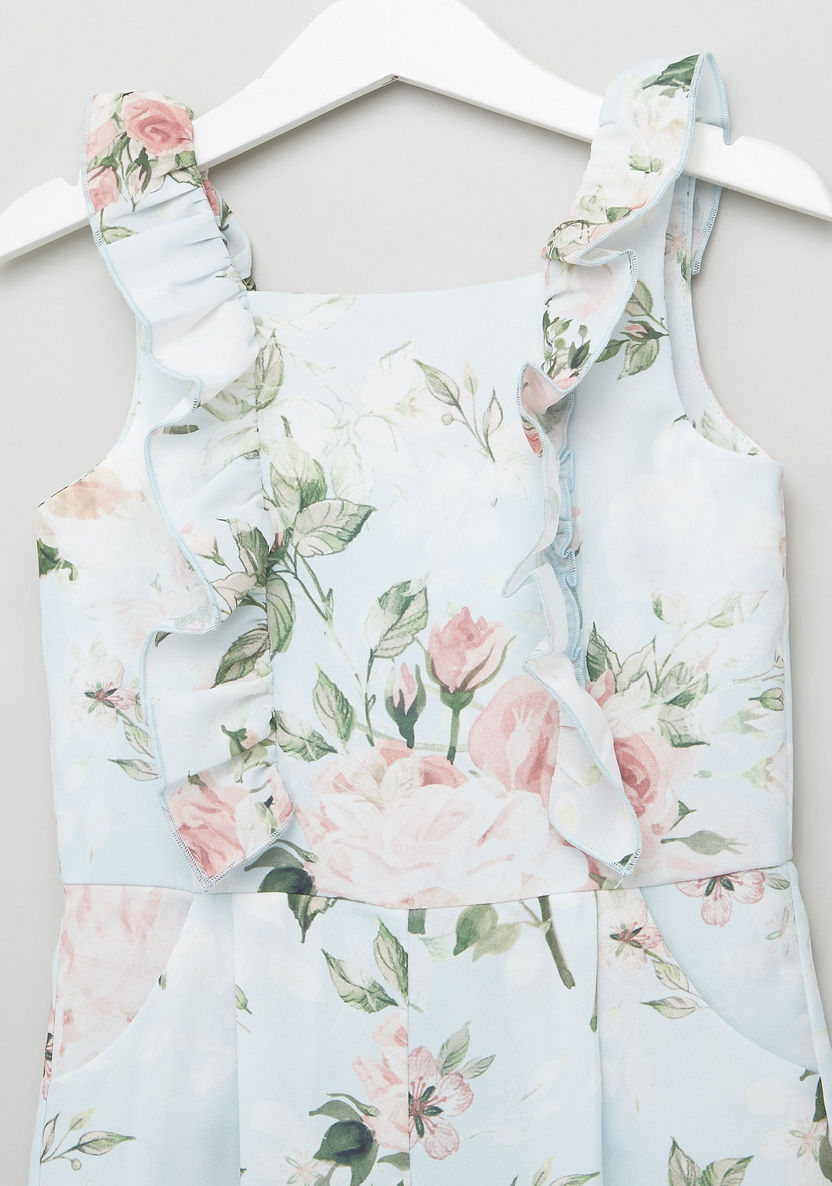 Juniors Floral Print Sleeveless Romper with Ruffle Detail-Rompers%2C Dungarees and Jumpsuits-image-1