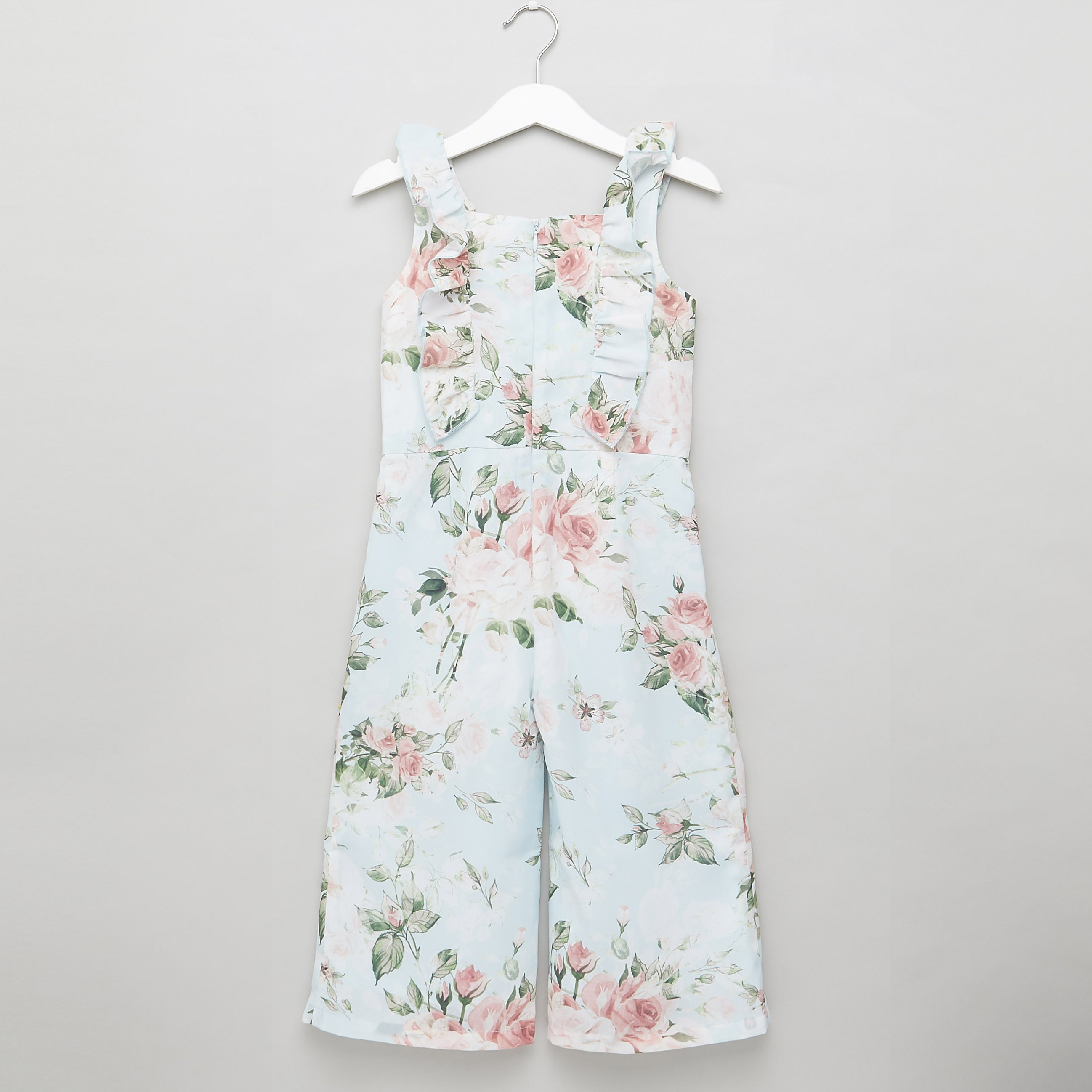 Juniors Floral Print Sleeveless Romper with Ruffle Detail-baby-girls-clothing-rompers-image-3