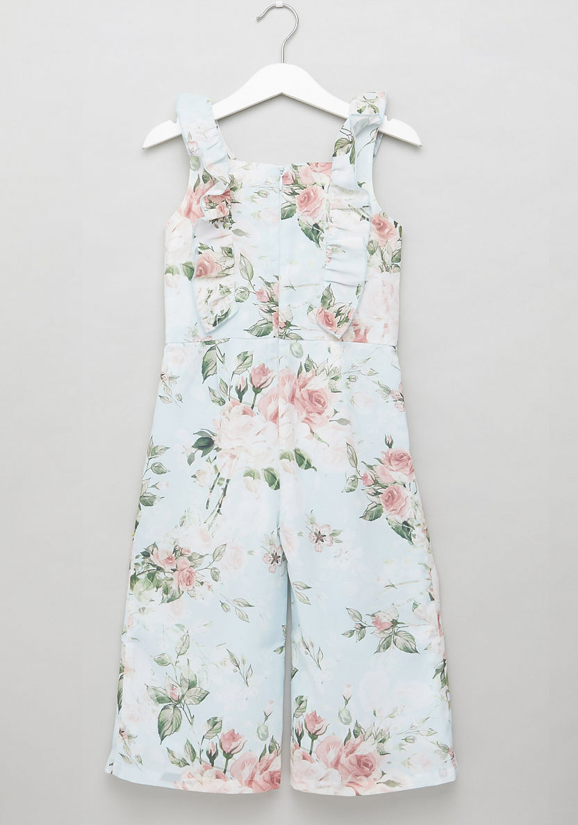 Juniors Floral Print Sleeveless Romper with Ruffle Detail-Rompers%2C Dungarees and Jumpsuits-image-2