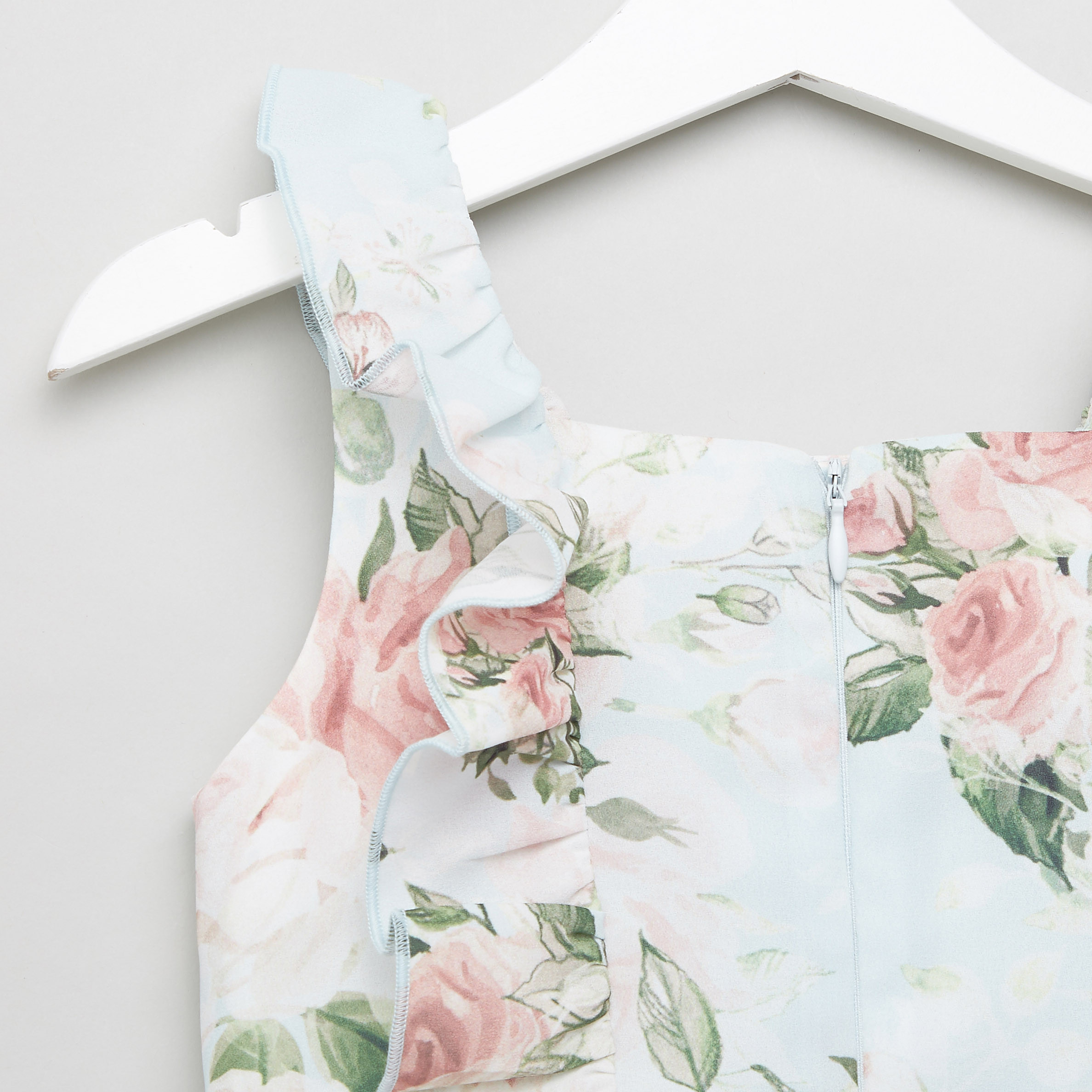 Juniors Floral Print Sleeveless Romper with Ruffle Detail-baby-girls-clothing-rompers-image-4