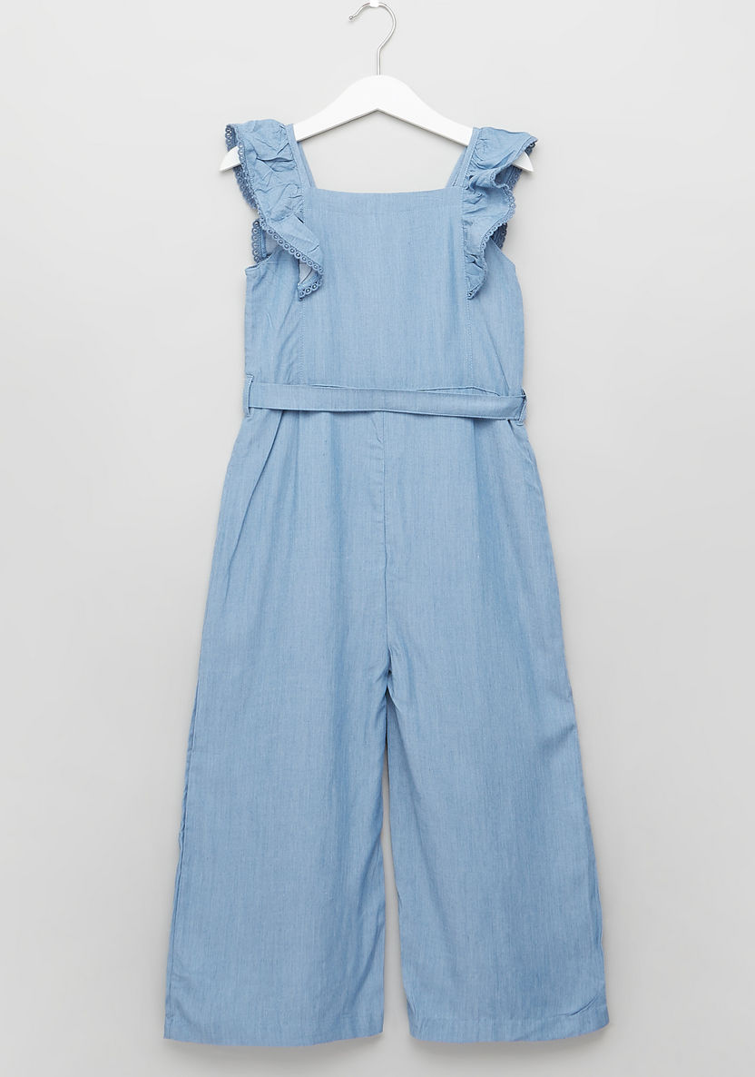 Eligo Denim Dungarees with Ruffle and Embroidery Detail-Rompers%2C Dungarees and Jumpsuits-image-2
