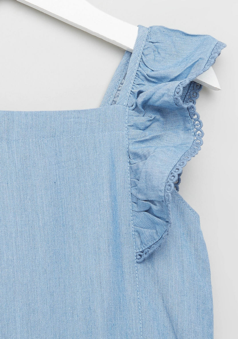 Eligo Denim Dungarees with Ruffle and Embroidery Detail-Rompers%2C Dungarees and Jumpsuits-image-3