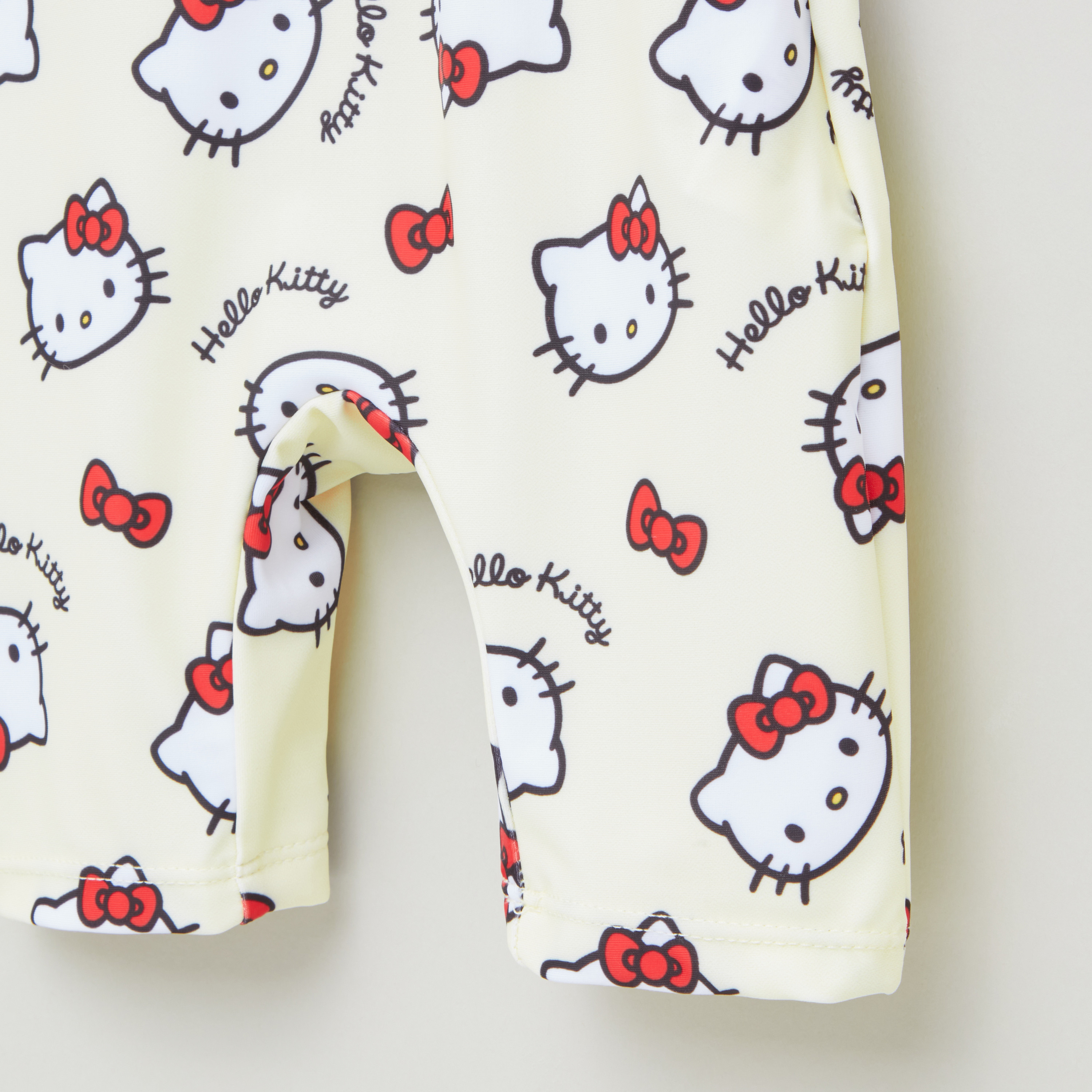 Hello Kitty Print Swimsuit with Round Neck and Short Sleeves-baby-girls-clothing-swimwear-image-3