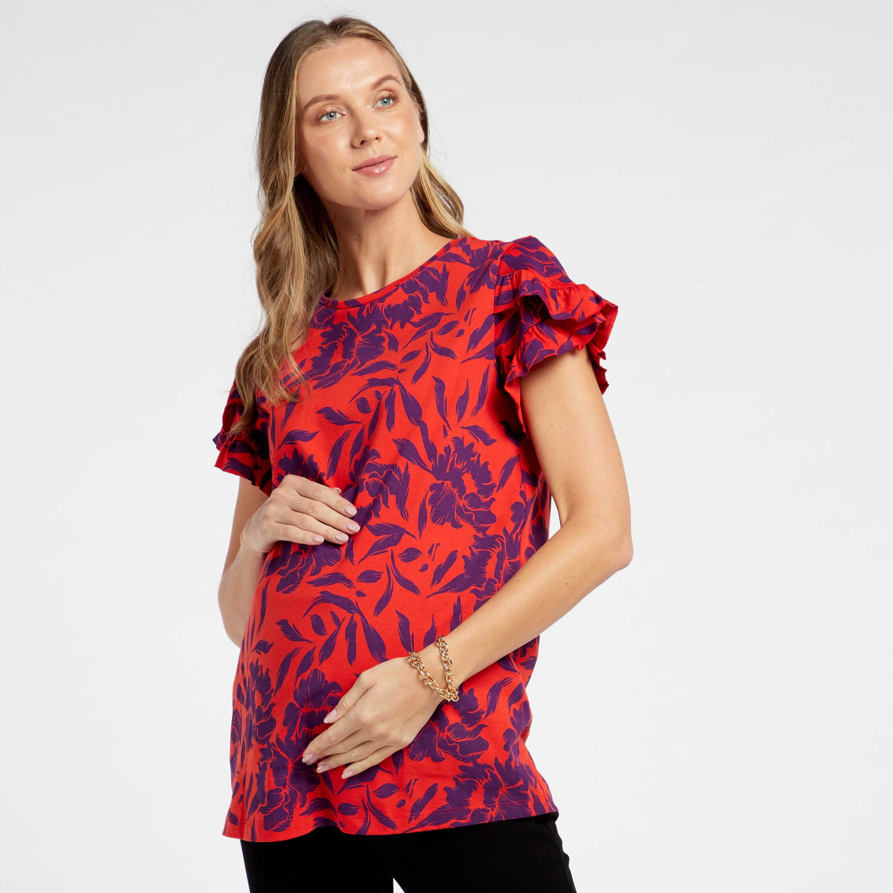 Buy Love Mum Floral Print Maternity Top with Ruffle Detail Online Mothercare Bahrain