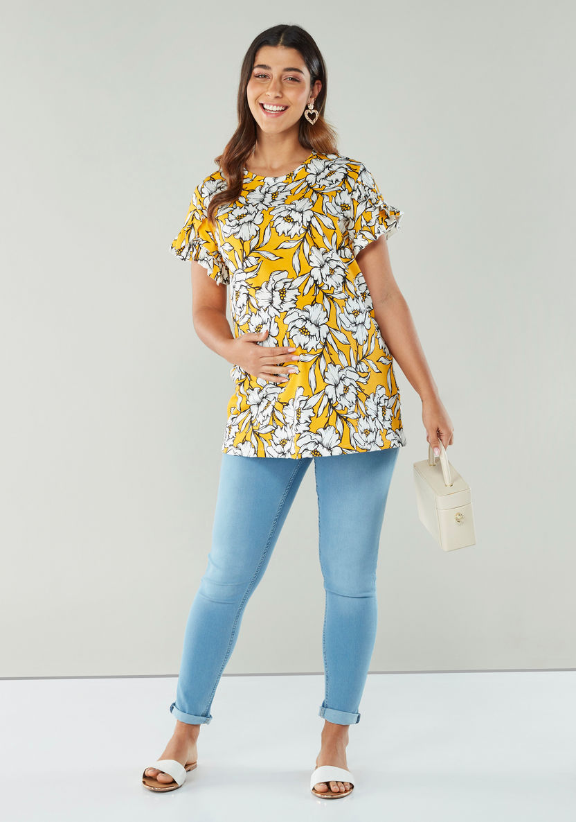 Love Mum All Over Printed T-shirt with Round Neck and Short Sleeves-Tops-image-0
