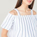 Love Mum Maternity Striped Cold Shoulder Top with Short Sleeves-Tops-thumbnail-2