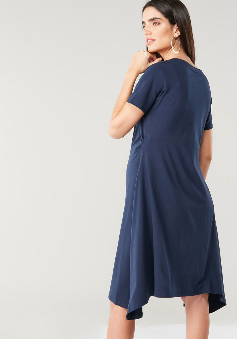 Love Mum Maternity Solid Dress with Short Sleeves-Dresses-image-3