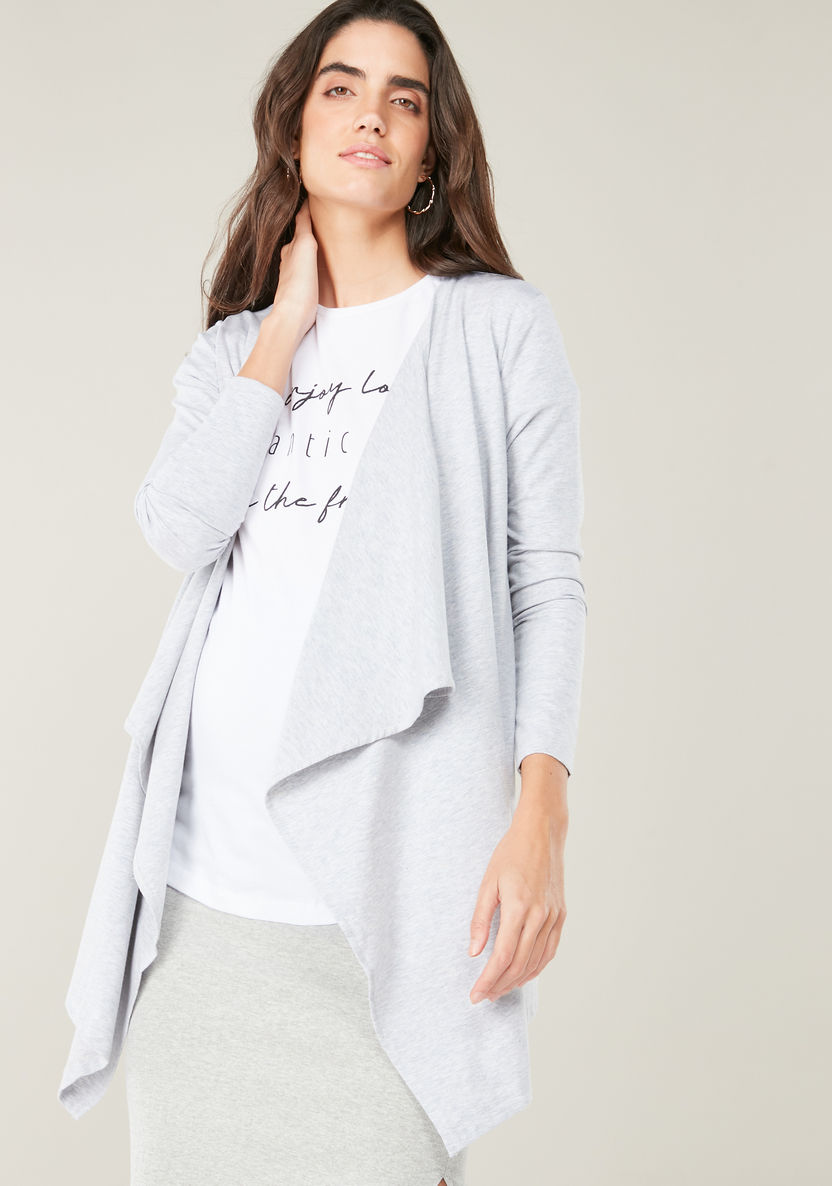 Love Mum Maternity Waterfall Cardigan with Long Sleeves-Tops-image-0