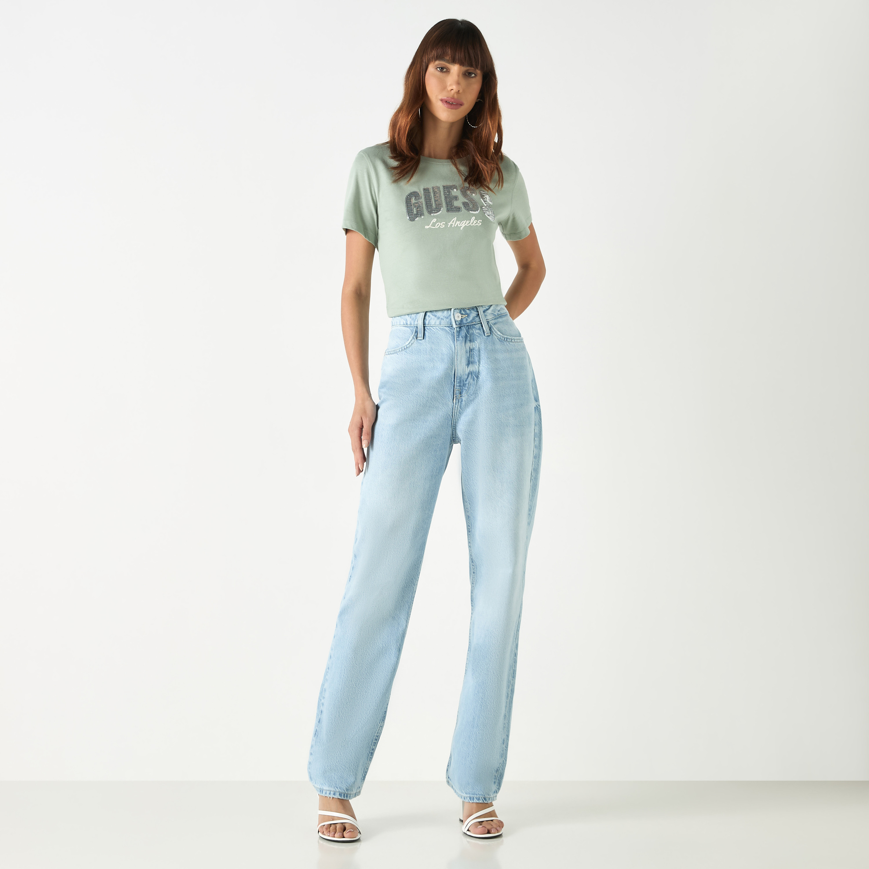 Guess Solid Jeans with Pockets and Button Closure-women-clothing-bottoms-jeans-image-2