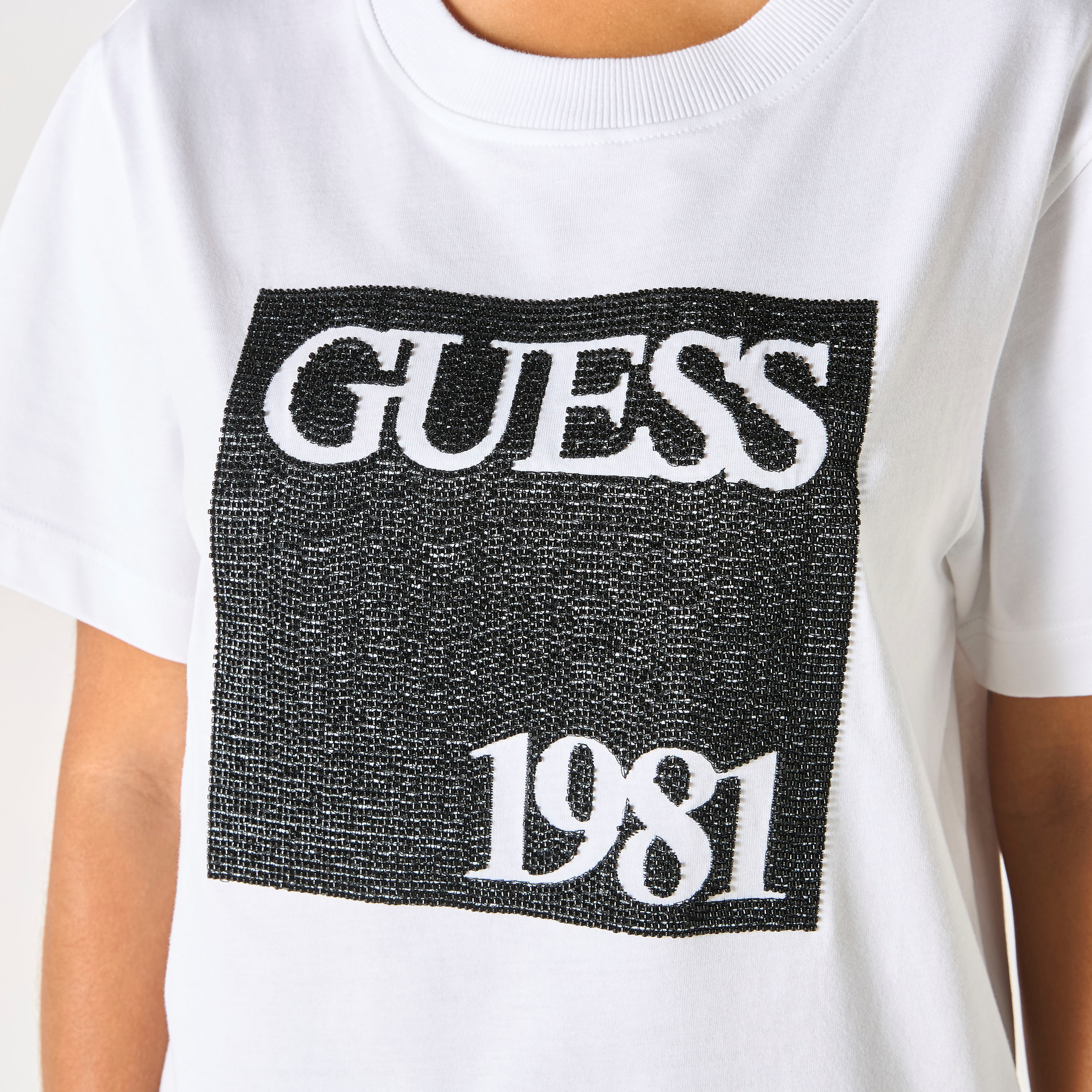 Guess Logo Print Round Neck T-shirt with Short Sleeves-women-clothing-tshirts-image-4