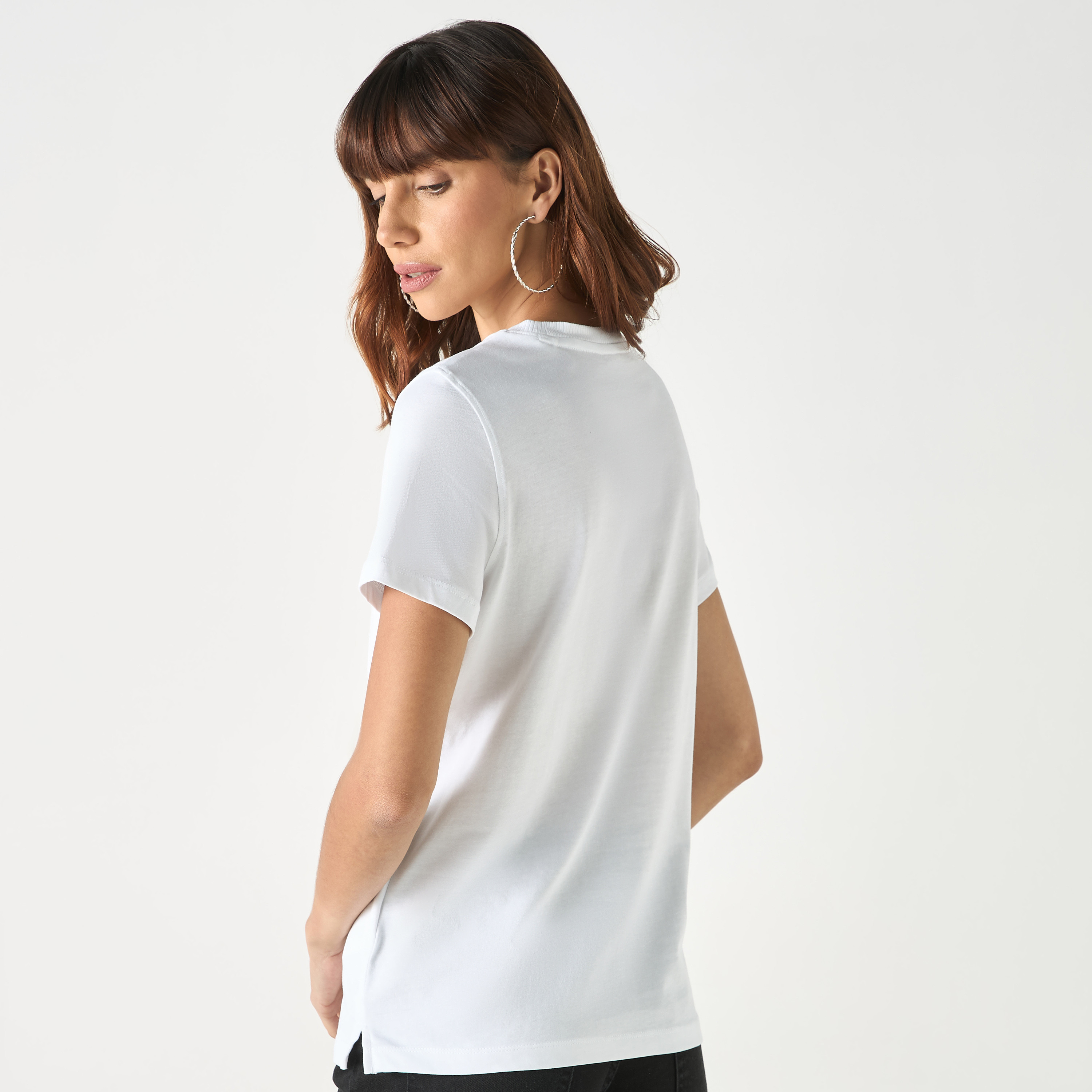 Guess Logo Print Round Neck T-shirt with Short Sleeves-women-clothing-tshirts-image-4