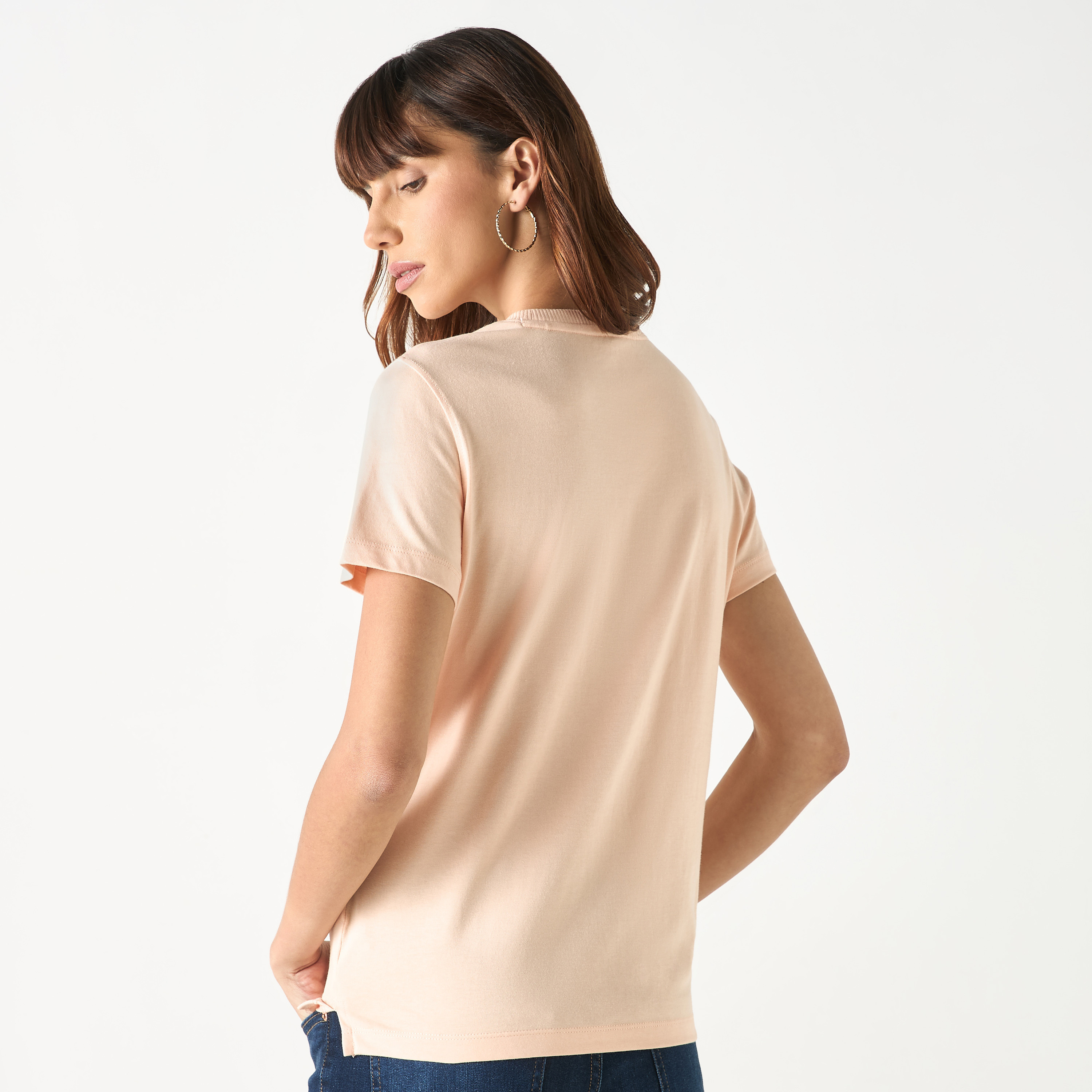 Guess Logo Print Round Neck T-shirt with Short Sleeves-women-clothing-tshirts-image-9