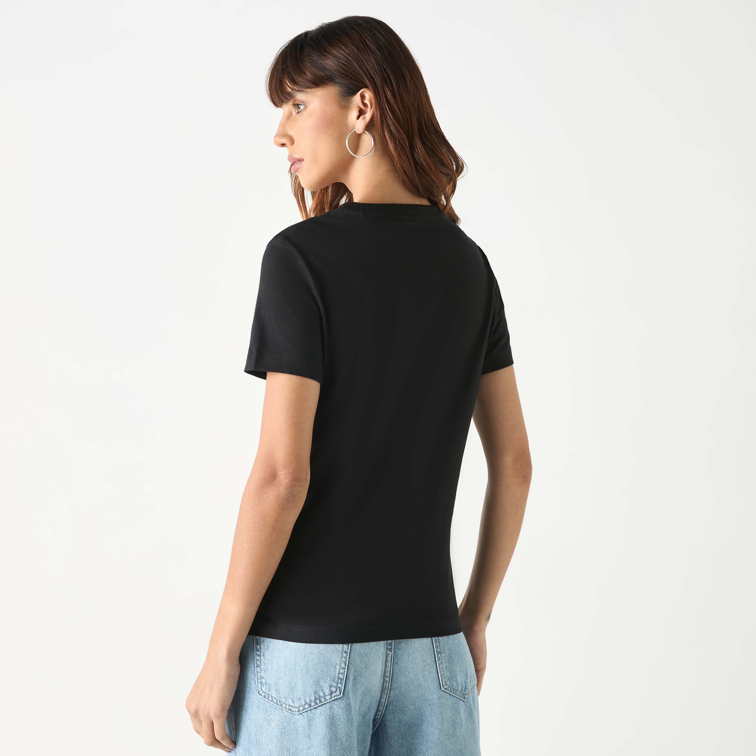 Guess Logo Print Round Neck T-shirt with Short Sleeves-women-clothing-tshirts-image-14