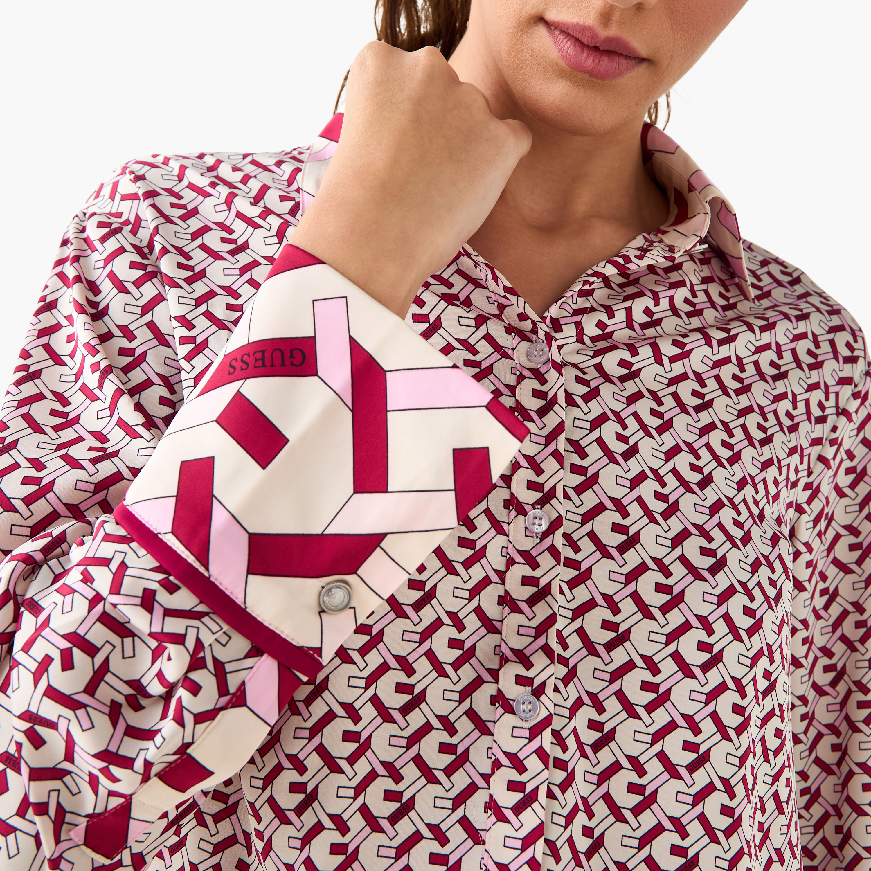 Guess Alexandra Monogram Print Shirt with Long Sleeves-women-clothing-shirtsandblouses-shirts-image-5