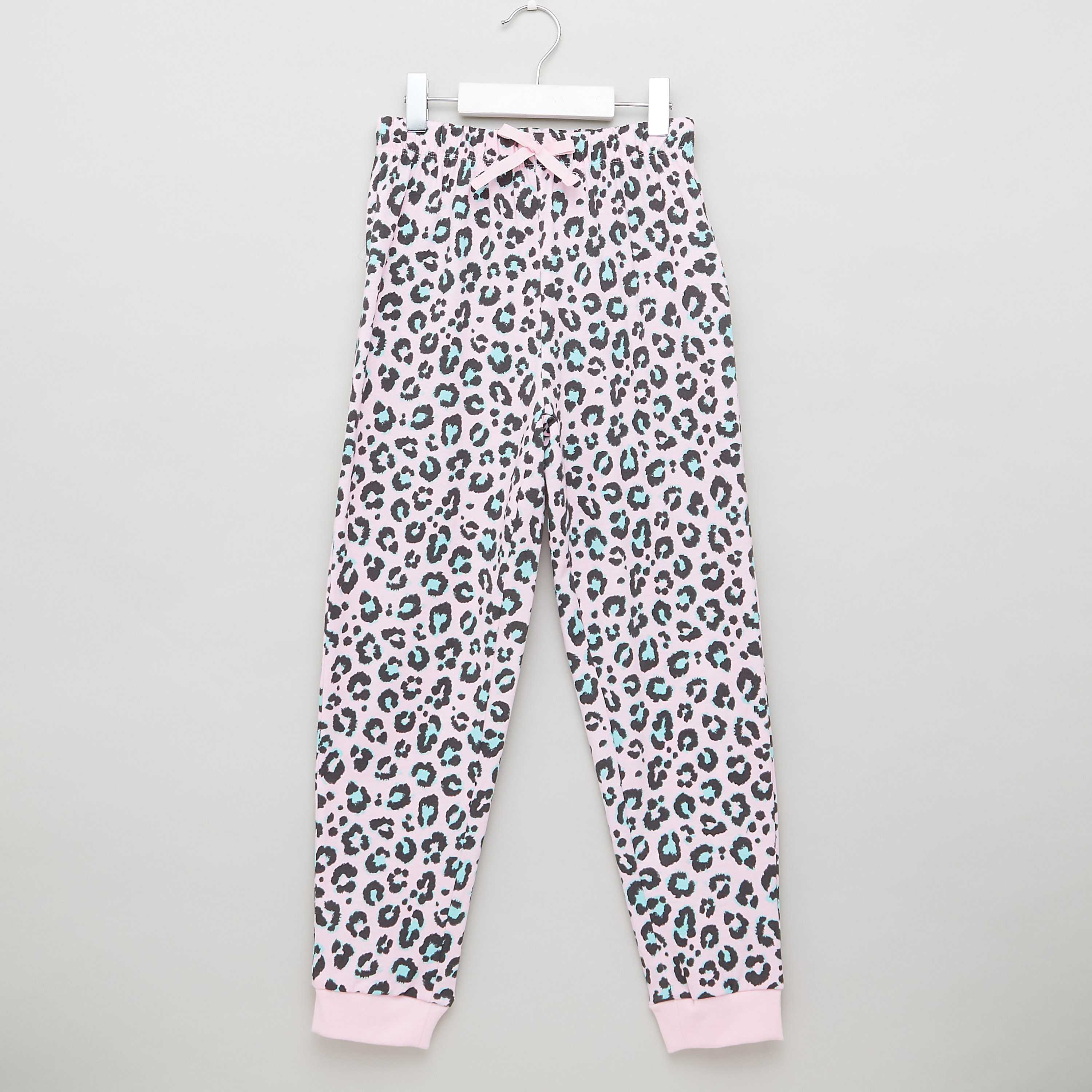 Juniors Printed Round Neck T-shirt and Pyjama Set-girls-clothing-nightwear-image-4