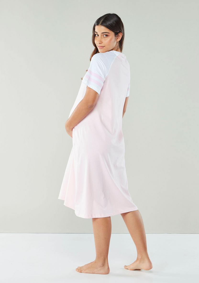 Juniors Maternity Printed Sleep Dress with Raglan Sleeves-Dresses-image-2