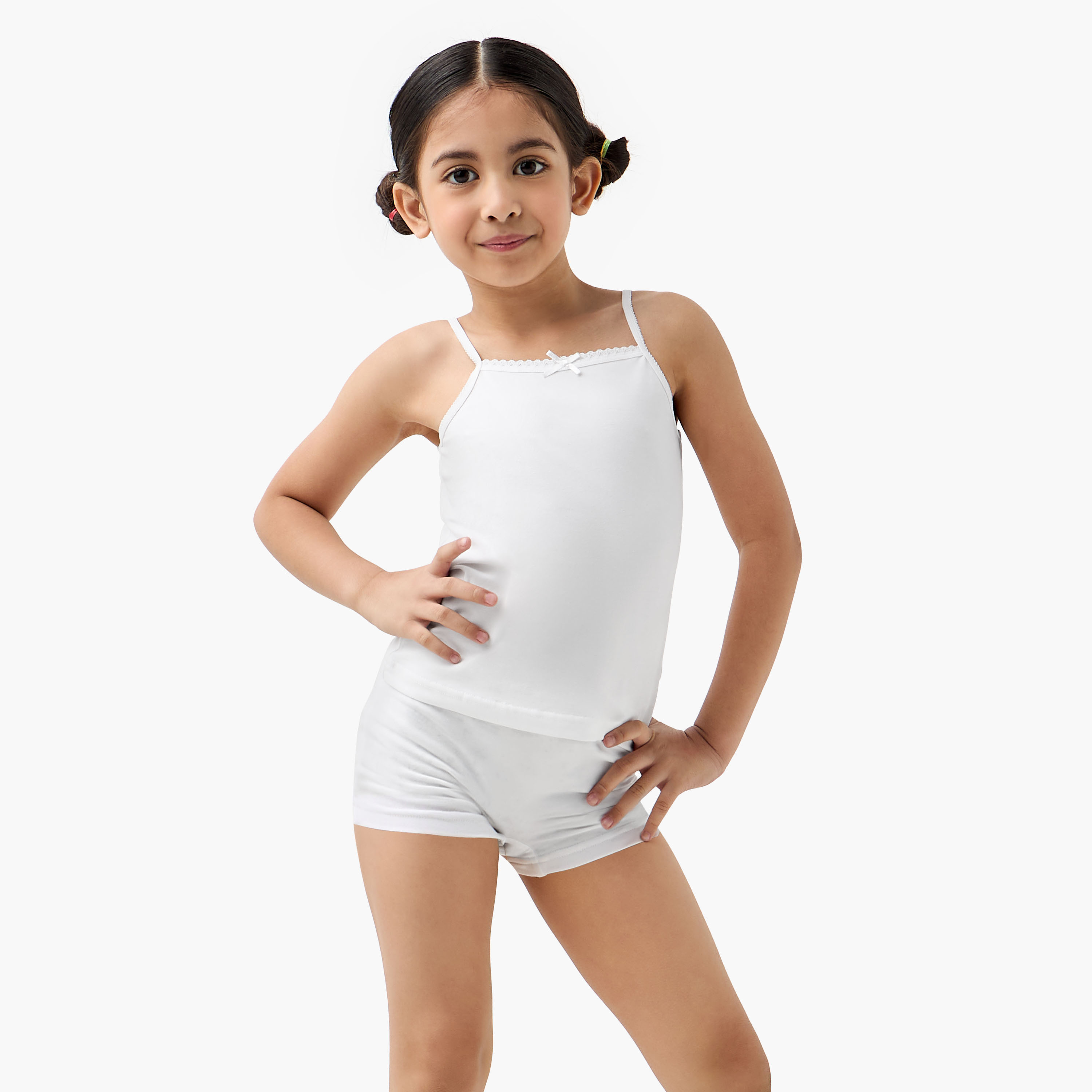 Juniors Lace Detail Camisole with Shorts-girls-clothing-innerwear-vests-image-1