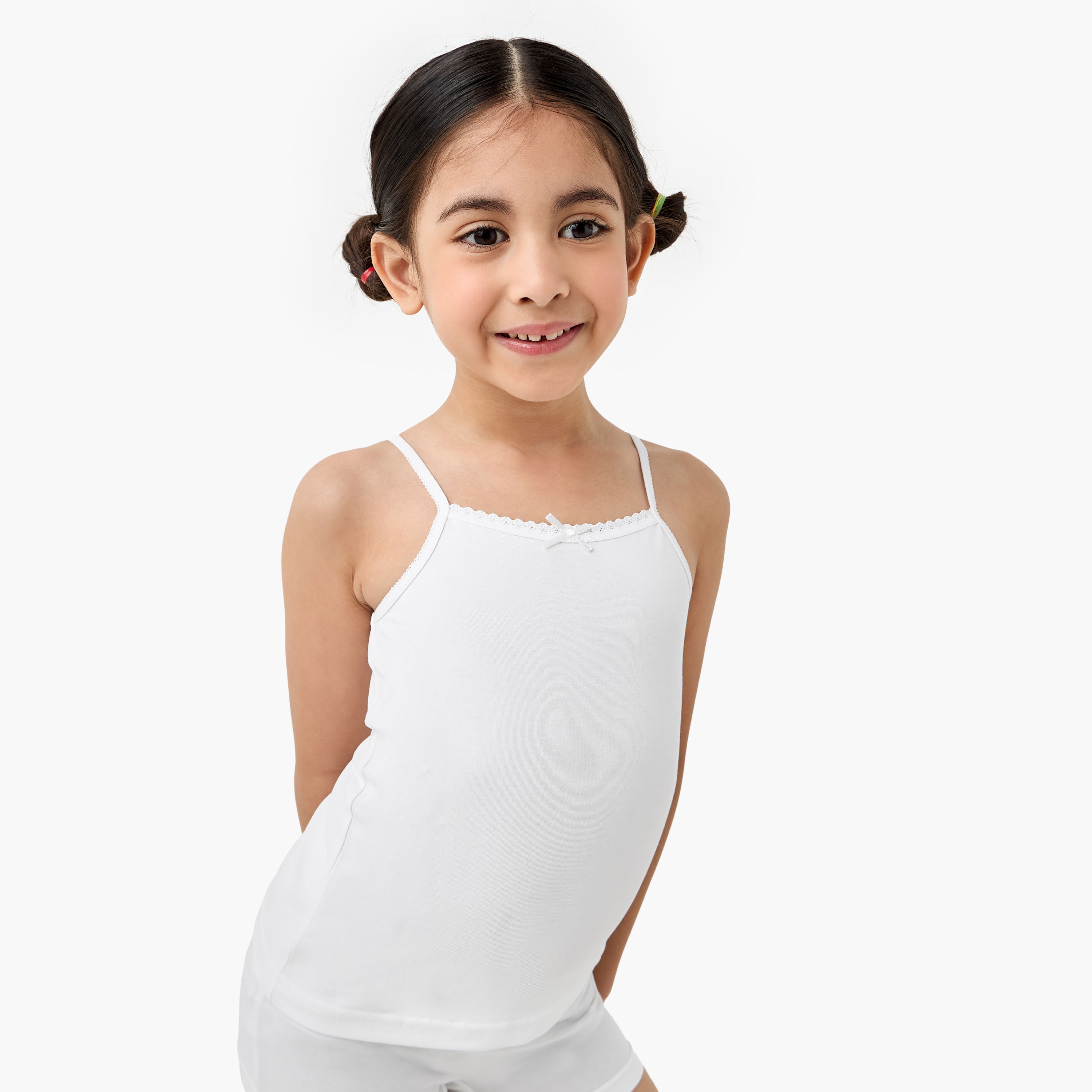 Juniors Lace Detail Camisole with Shorts-girls-clothing-innerwear-vests-image-2