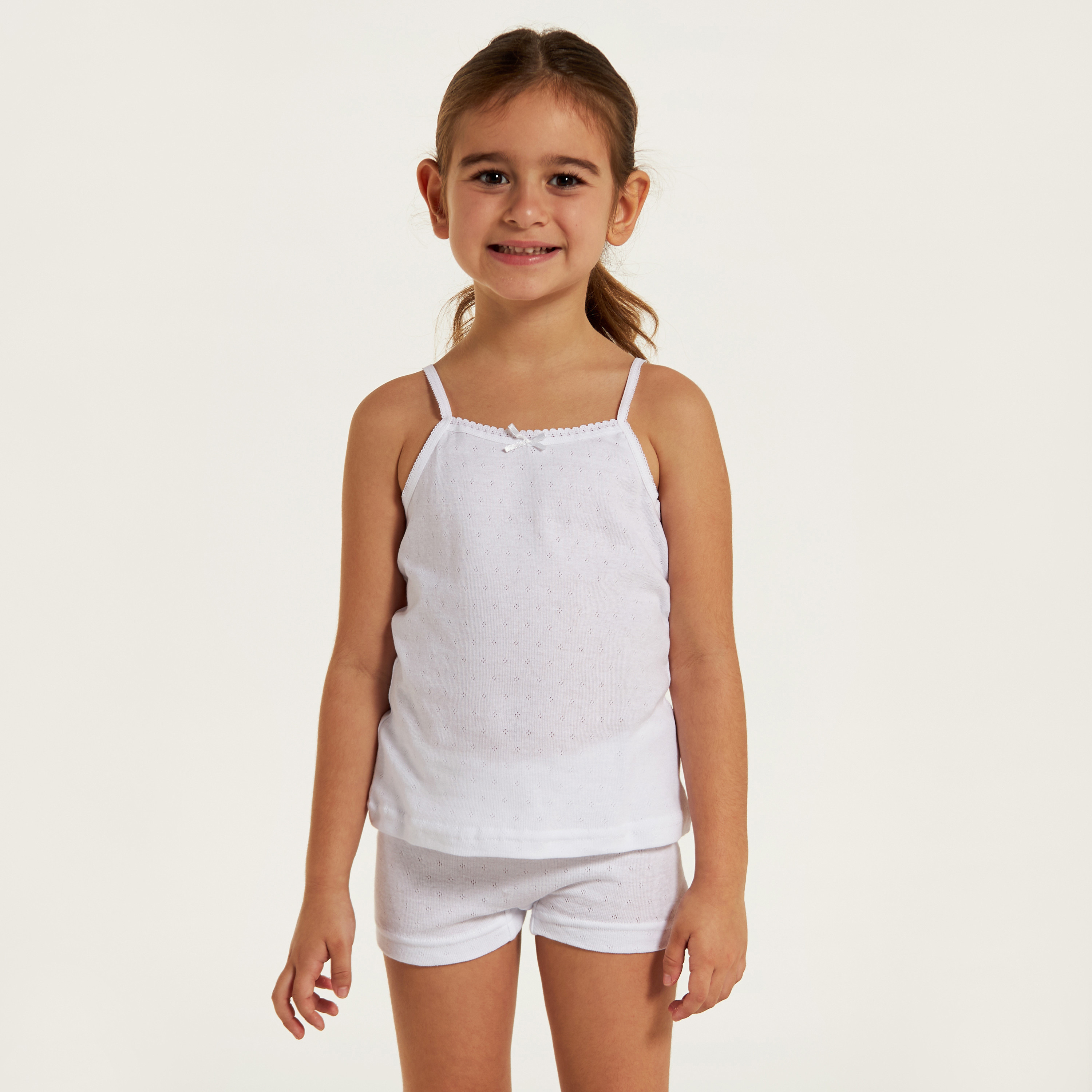Juniors Lace Detail Camisole with Shorts-girls-clothing-innerwear-vests-image-2