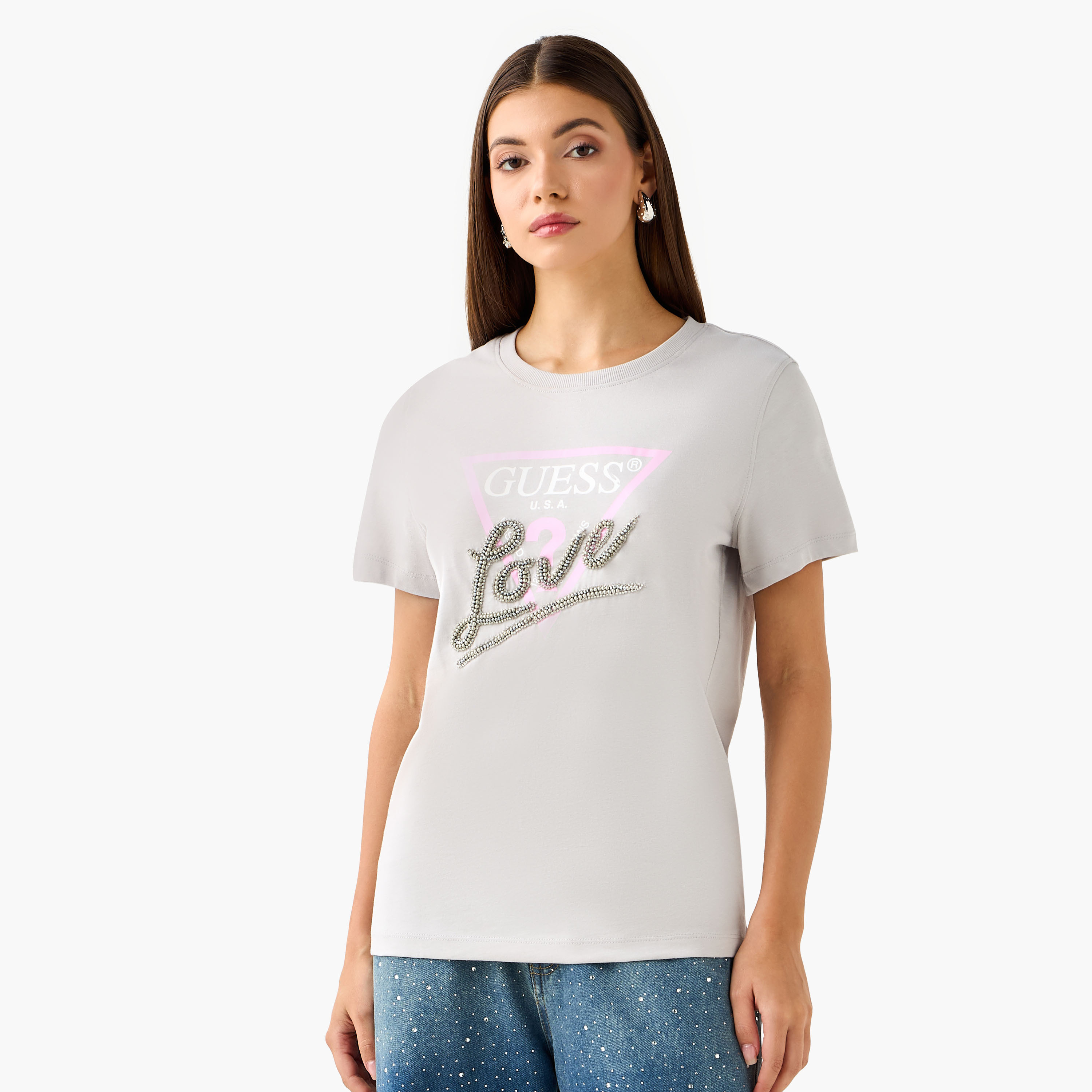 تيشيرت بطبعات شعار وأكمام قصيرة من جيس-women-clothing-tshirts-image-3