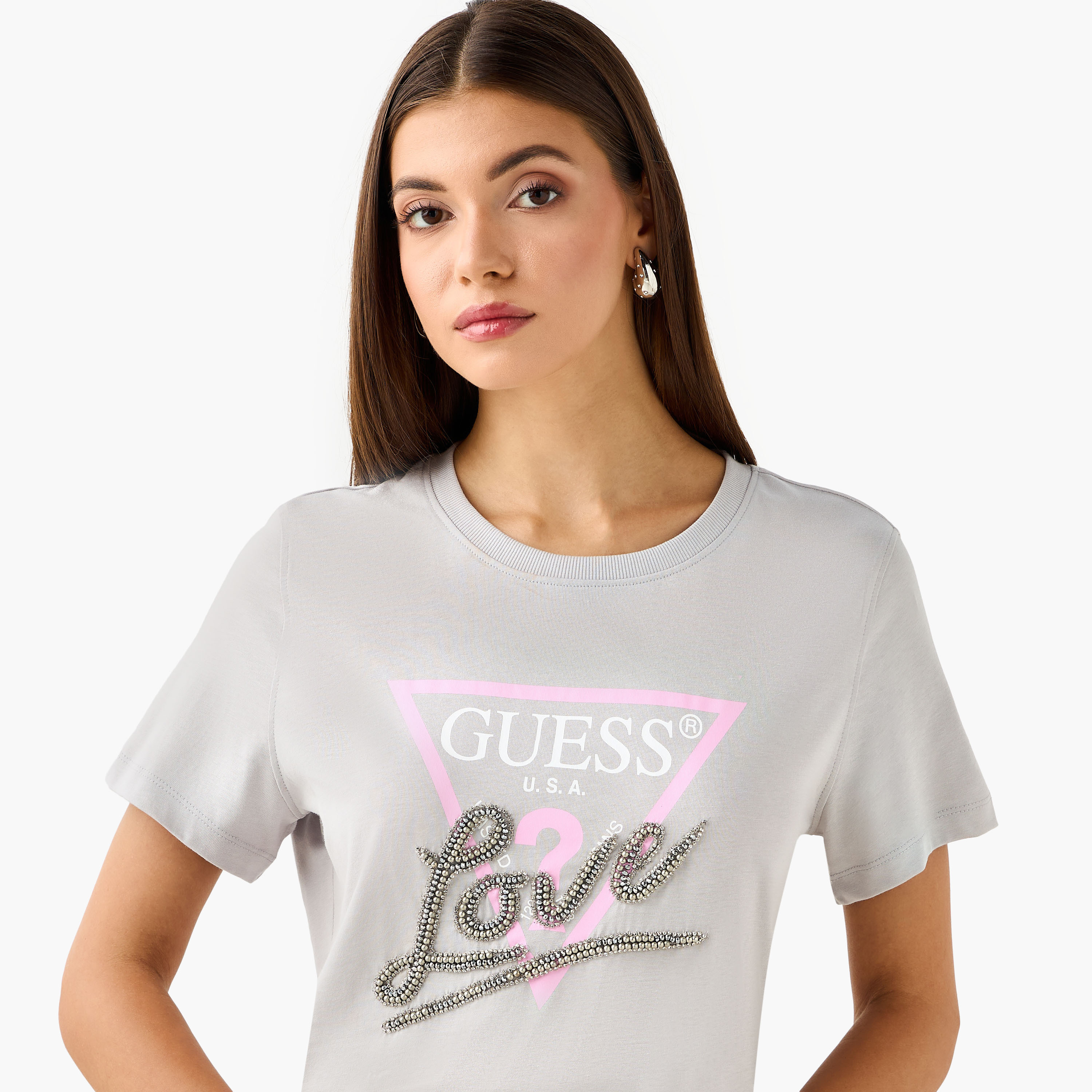 تيشيرت بطبعات شعار وأكمام قصيرة من جيس-women-clothing-tshirts-image-5