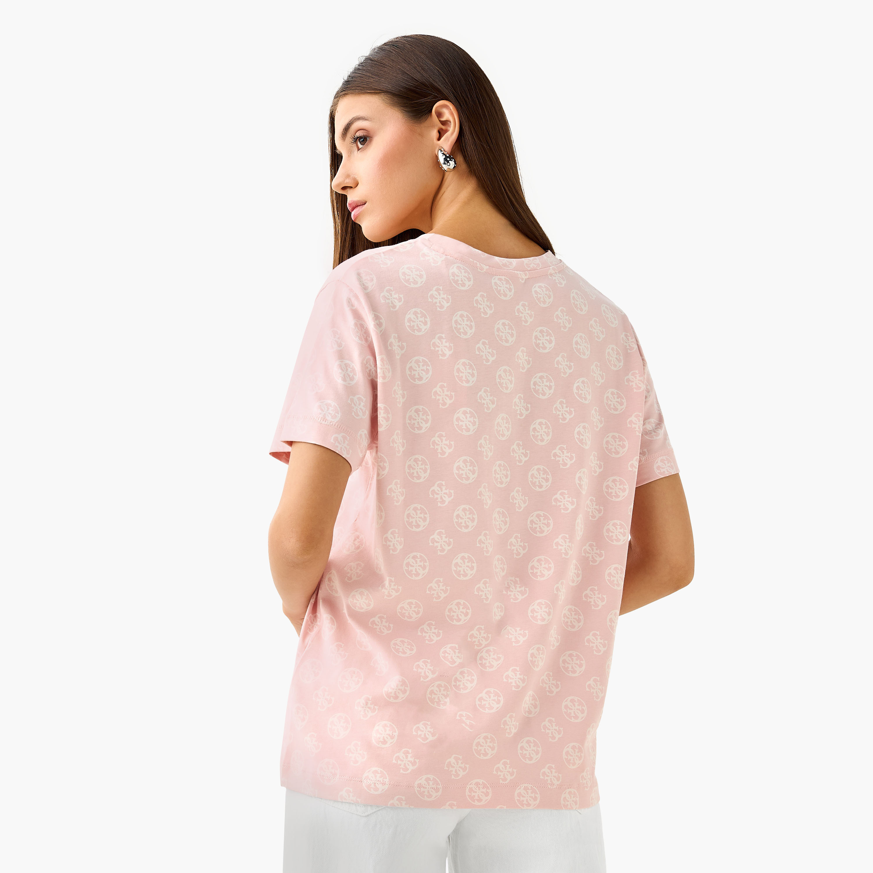 Guess Monogram Print T-shirt with Short Sleeves-women-clothing-tshirts-image-3