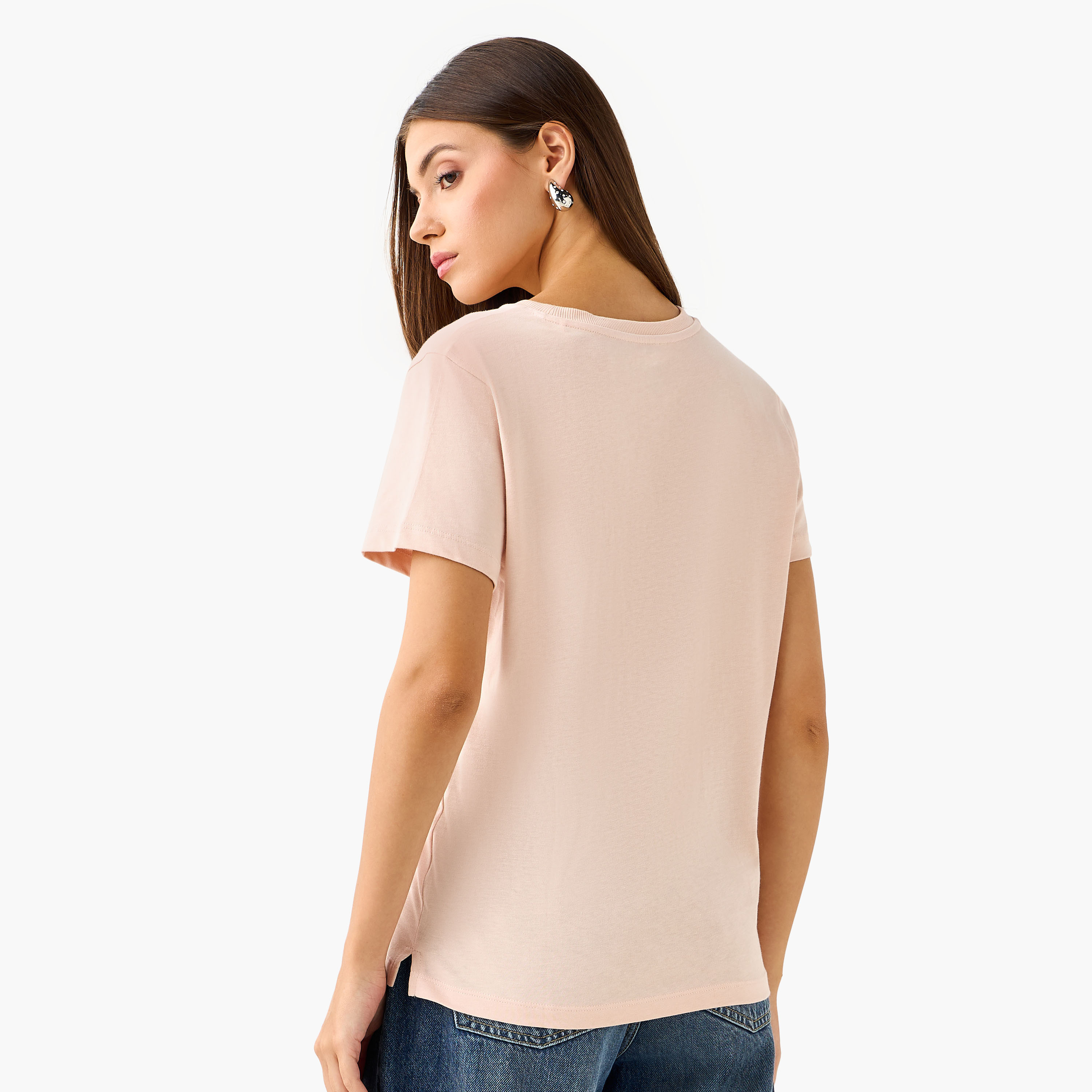 Guess Embellished Print T-shirt with Short Sleeves-women-clothing-tshirts-image-3