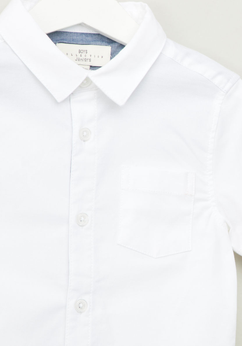 Juniors Solid Shirt with Spread Collar and Short Sleeves-Shirts-image-1