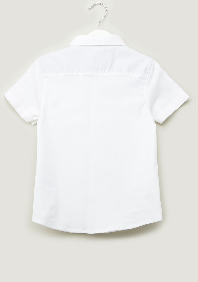 Juniors Solid Shirt with Spread Collar and Short Sleeves-Shirts-image-2
