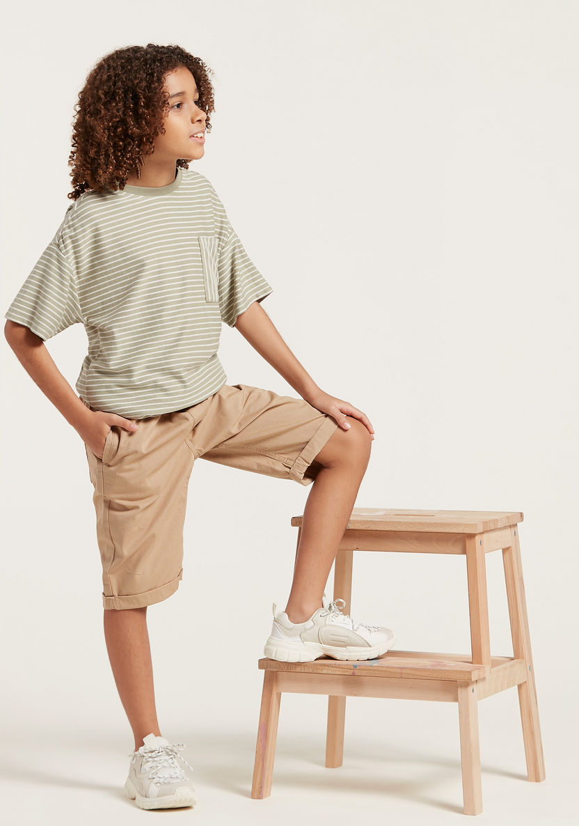 Juniors Solid Shorts with Pockets and Drawstring Closure-Shorts-image-0