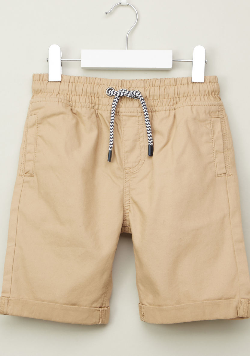Juniors Solid Shorts with Pockets and Drawstring Closure-Shorts-image-0