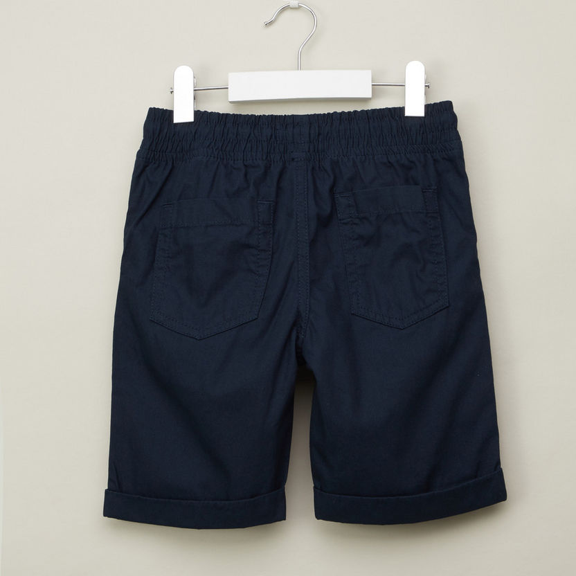 Juniors Solid Shorts with Pockets and Drawstring Closure-Shorts-image-2