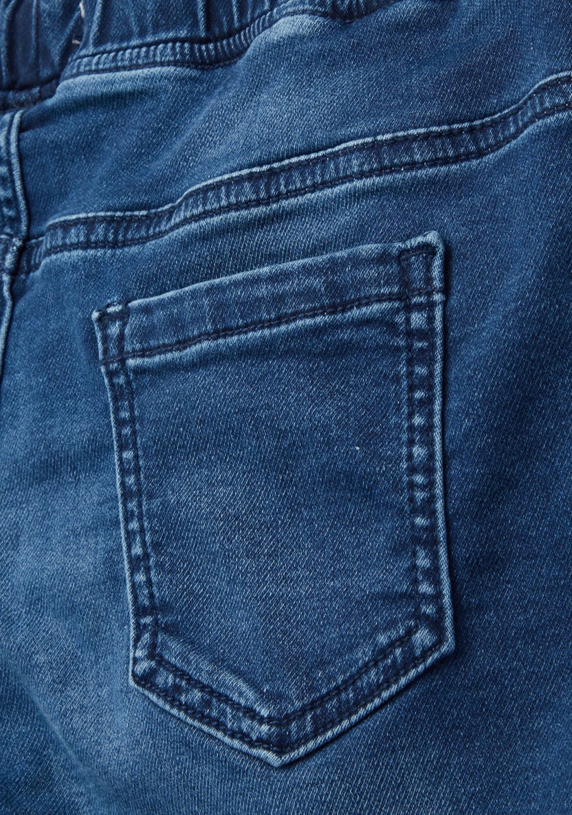 Juniors Denim Shorts with Pocket Detail and Drawstring-Shorts-image-3