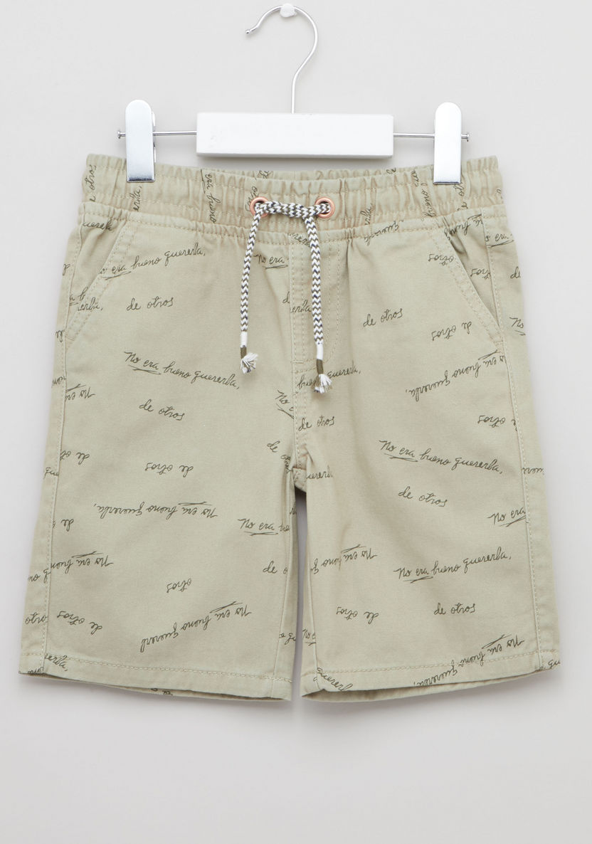 Juniors All Over Printed Shorts with Pocket Detail and Drawstring-Shorts-image-0