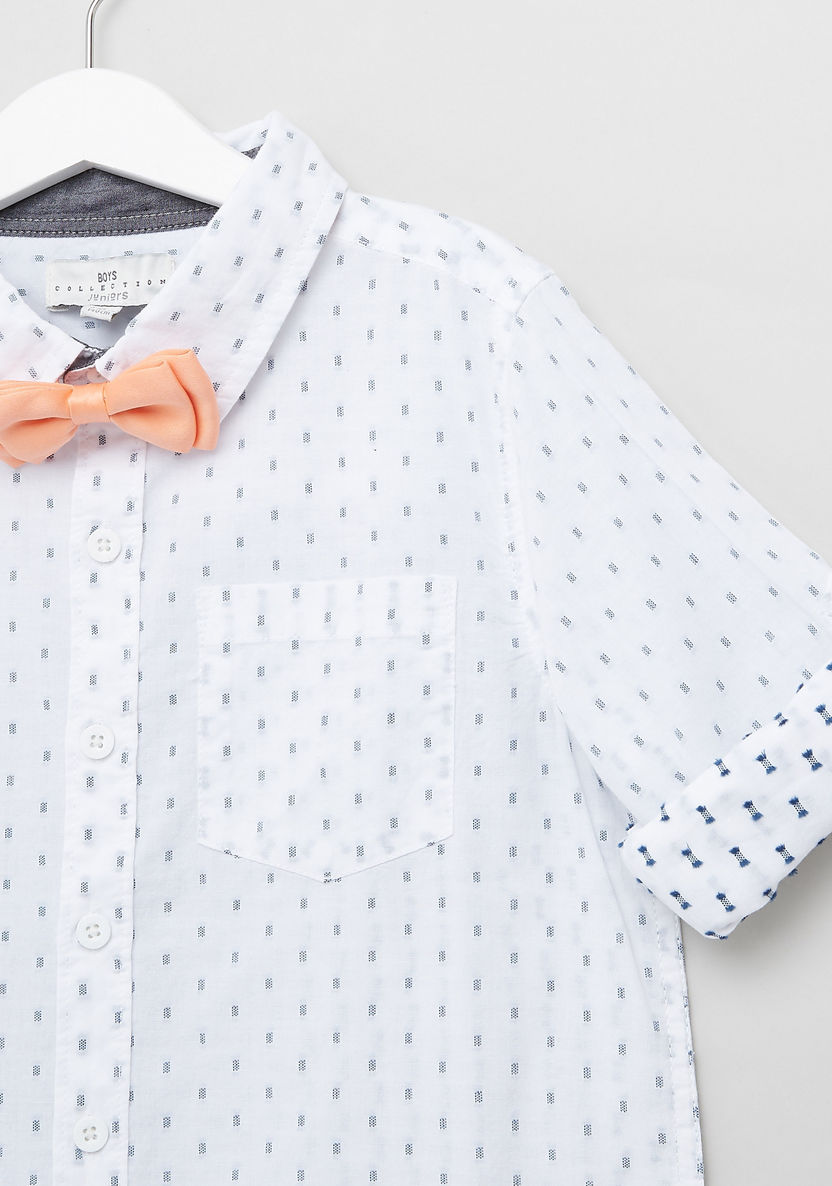 Juniors All-Over Print Shirt with Bow Applique Detail-Shirts-image-1