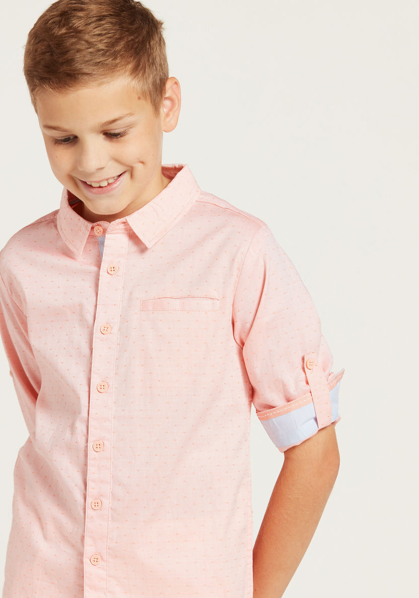 Juniors All-Over Print Shirt with Spread Collar and Long Sleeves-Shirts-image-2