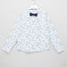Juniors All Over Floral Print Shirt with Long Sleeves and Bow Tie-Shirts-thumbnail-0