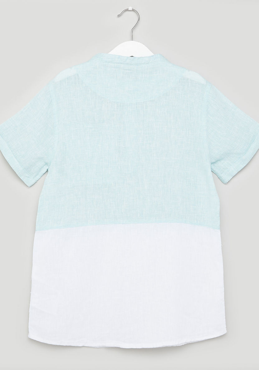 Juniors Cut and Sew Shirt with Henley Neck and Pocket Detail-Shirts-image-2